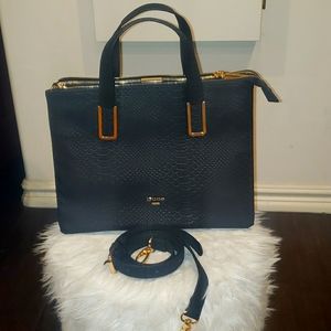 DUNE LONDON Black faux snakeprint Handbag